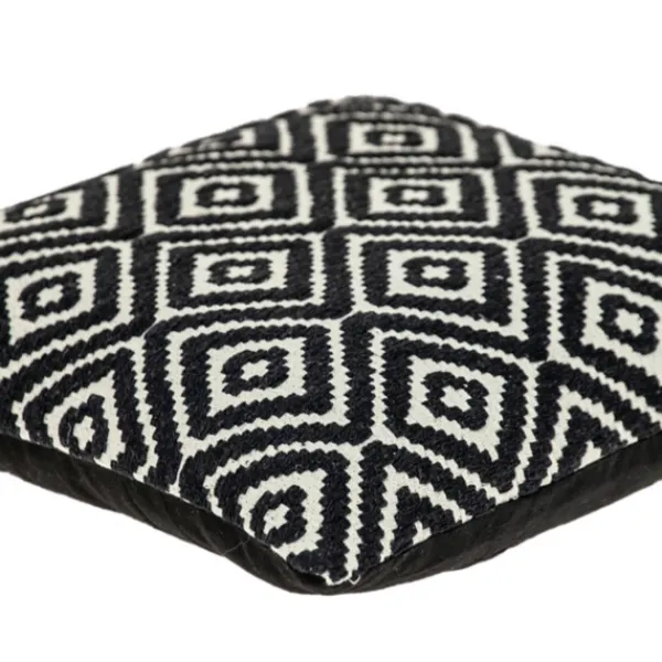 Pillows-Kirkland's Home Black Diamond Cotton Throw Pillow Black/White