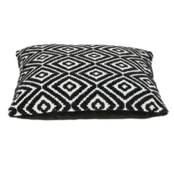 Pillows-Kirkland's Home Black Diamond Cotton Throw Pillow Black/White