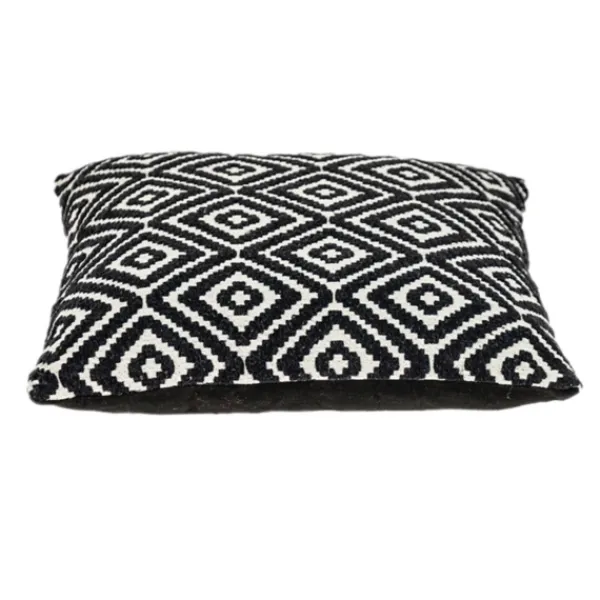 Pillows-Kirkland's Home Black Diamond Cotton Throw Pillow Black/White
