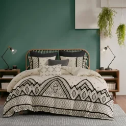 Comforters-Kirkland's Home Black Diamond 3-Pc. California King Comforter Set Black/Ivory