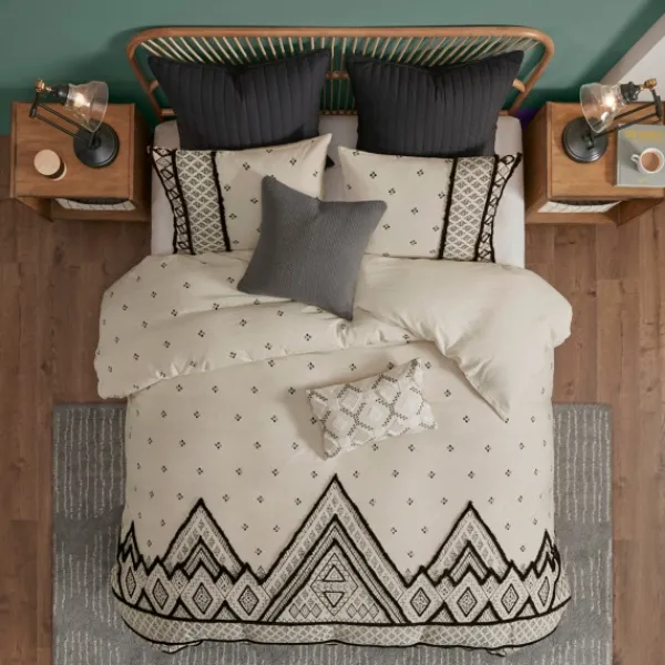 Comforters-Kirkland's Home Black Diamond 3-Pc. Full/Queen Comforter Set Black/Ivory