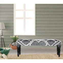Benches & Ottomans-Kirkland's Home Black Diamond Tufted Modern Bench Gray/White
