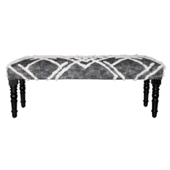 Benches & Ottomans-Kirkland's Home Black Diamond Tufted Modern Bench Gray/White