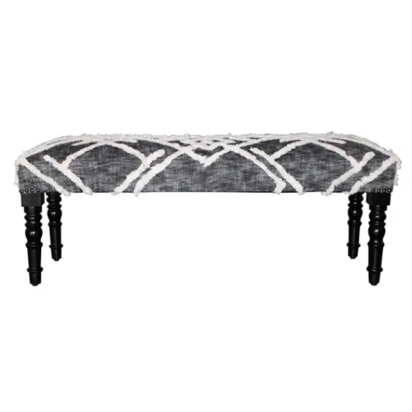 Benches & Ottomans-Kirkland's Home Black Diamond Tufted Modern Bench Gray/White