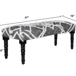 Benches & Ottomans-Kirkland's Home Black Diamond Tufted Modern Bench Gray/White