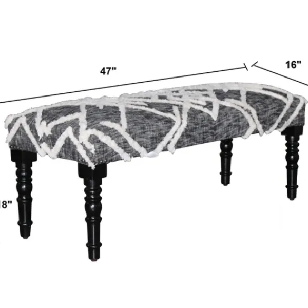 Benches & Ottomans-Kirkland's Home Black Diamond Tufted Modern Bench Gray/White