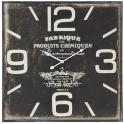 Clocks-Kirkland's Home Black Distressed Wood Face Square Clock