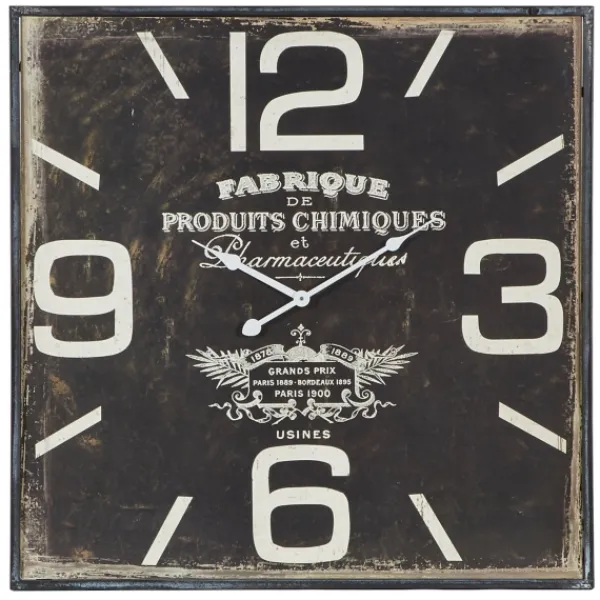 Clocks-Kirkland's Home Black Distressed Wood Face Square Clock