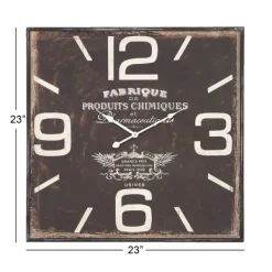 Clocks-Kirkland's Home Black Distressed Wood Face Square Clock