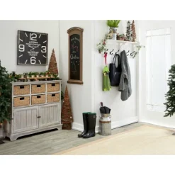 Clocks-Kirkland's Home Black Distressed Wood Face Square Clock