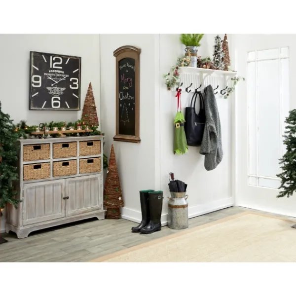 Clocks-Kirkland's Home Black Distressed Wood Face Square Clock