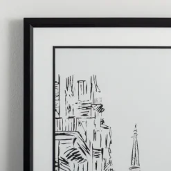 Framed Art-Kirkland's Home Black Eiffel Tower Sketch Framed Art Print White/Black