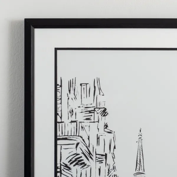 Framed Art-Kirkland's Home Black Eiffel Tower Sketch Framed Art Print White/Black