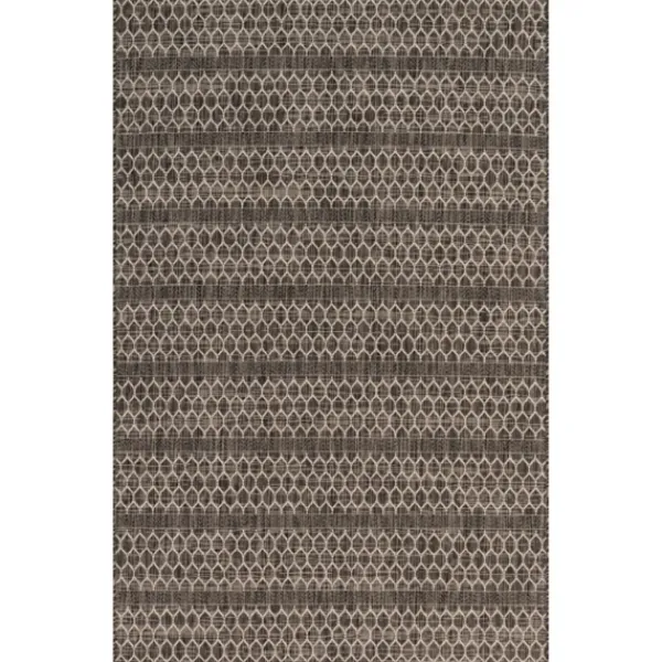 Outdoor Rugs-Kirkland's Home Black Eyelet Pattern Outdoor Area Rug, 5X7 Tan/Black