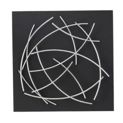 Wall Plaques-Kirkland's Home Black Frame Silver Abstract Lines Wall Plaque Black/Silver