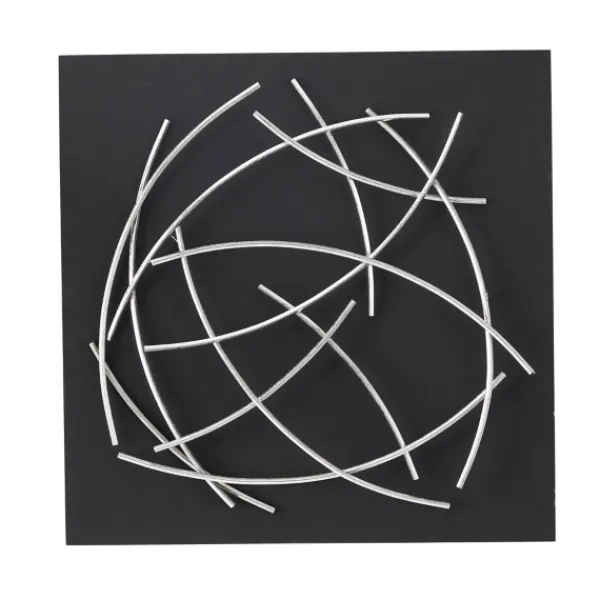 Wall Plaques-Kirkland's Home Black Frame Silver Abstract Lines Wall Plaque Black/Silver