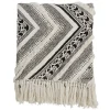 Blankets & Throws-Kirkland's Home Black Geometric Diamond Throw Black/White