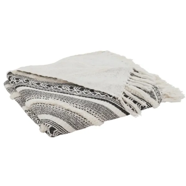 Blankets & Throws-Kirkland's Home Black Geometric Diamond Throw Black/White