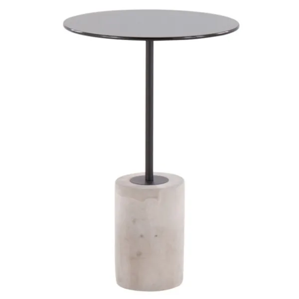 Accent & End Tables-Kirkland's Home Black Glass And Concrete Round Accent Table