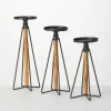 Candle Holders-Kirkland's Home Black Hairpin 3-Pc. Pillar Candle Holder Set Brown/Black