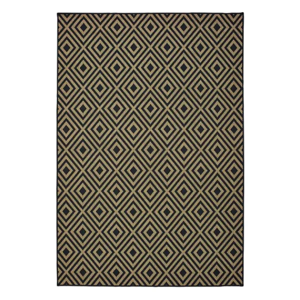 Outdoor Rugs-Kirkland's Home Black Haydn Outdoor Area Rug, 5X7 Black/Tan