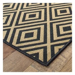 Outdoor Rugs-Kirkland's Home Black Haydn Outdoor Area Rug, 5X7 Black/Tan