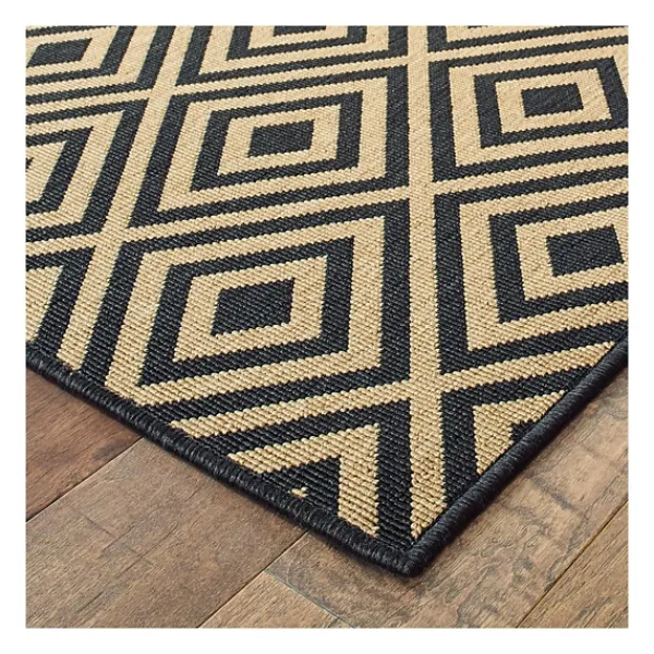 Outdoor Rugs-Kirkland's Home Black Haydn Outdoor Area Rug, 5X7 Black/Tan