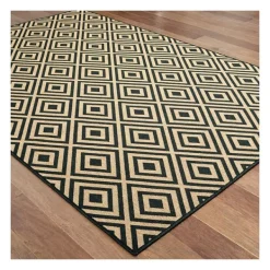 Outdoor Rugs-Kirkland's Home Black Haydn Outdoor Area Rug, 5X7 Black/Tan