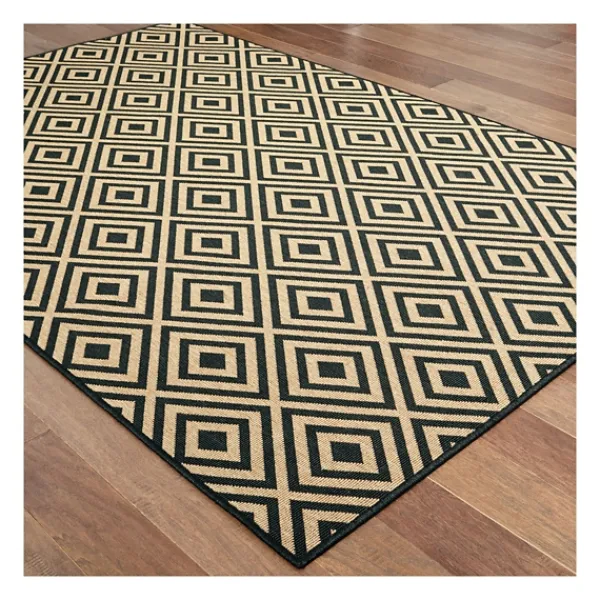Outdoor Rugs-Kirkland's Home Black Haydn Outdoor Area Rug, 5X7 Black/Tan