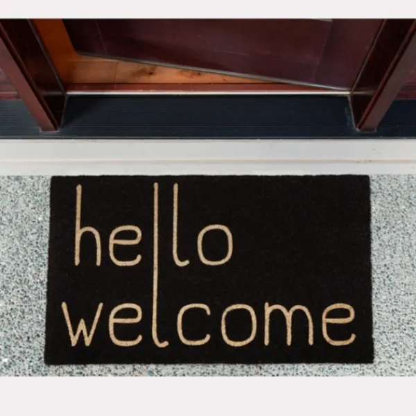 Doormats-Kirkland's Home Black Hello Welcome Doormat Black/Tan