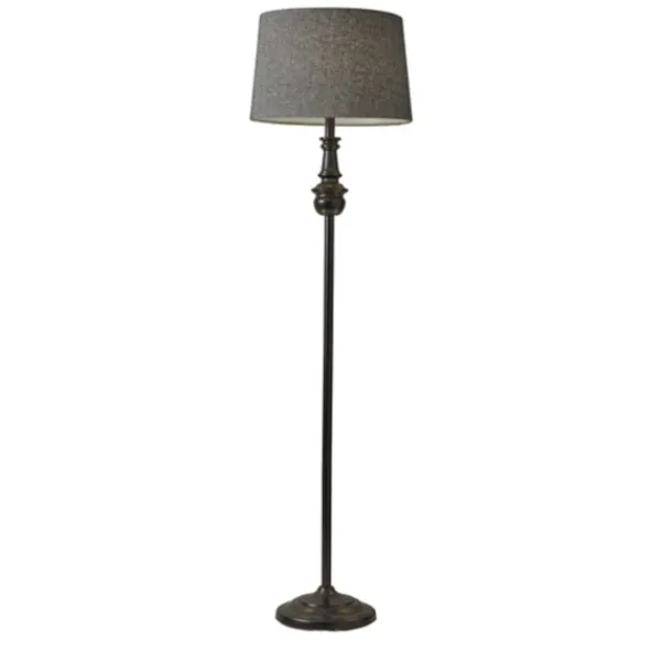 Floor Lamps-Kirkland's Home Black Herringbone Floor Lamp Gray