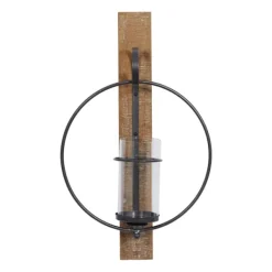 Sconces-Kirkland's Home Black Hoop Glass Sleeve Wall Sconce, 24 In.