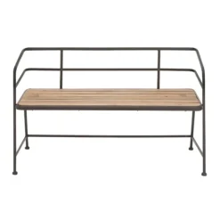 Benches & Ottomans-Kirkland's Home Black Iron And Wooden Seat Industrial Bench Black/Brown