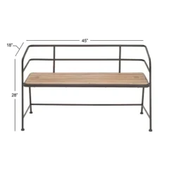 Benches & Ottomans-Kirkland's Home Black Iron And Wooden Seat Industrial Bench Black/Brown
