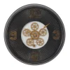 Clocks-Kirkland's Home Black Iron Frame Bronze Numeral Wall Clock