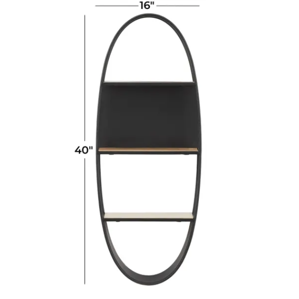Shelves-Kirkland's Home Black Iron Oval Frame Wall Shelf