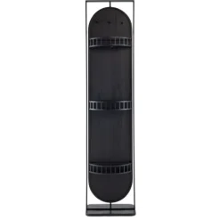 Full Length & Floor Mirrors-Kirkland's Home Black Iron Swivel Floor Mirror With Shelves