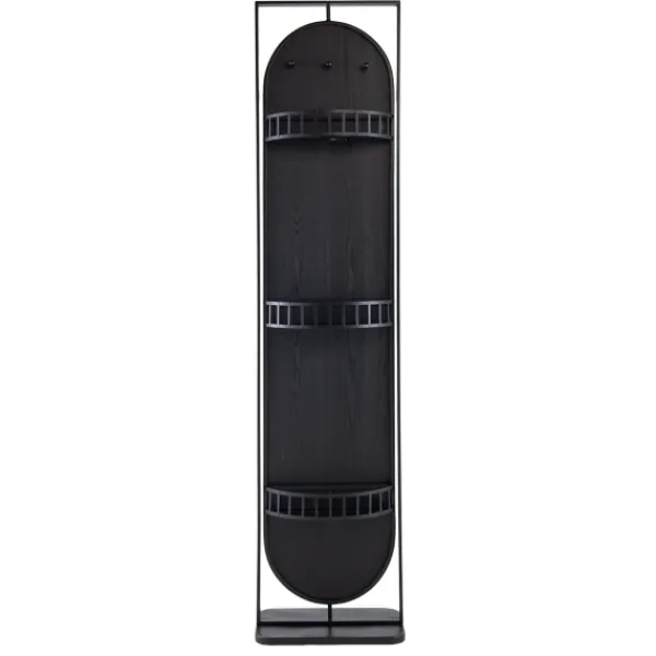 Full Length & Floor Mirrors-Kirkland's Home Black Iron Swivel Floor Mirror With Shelves