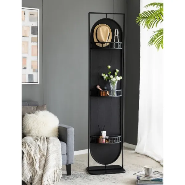 Full Length & Floor Mirrors-Kirkland's Home Black Iron Swivel Floor Mirror With Shelves