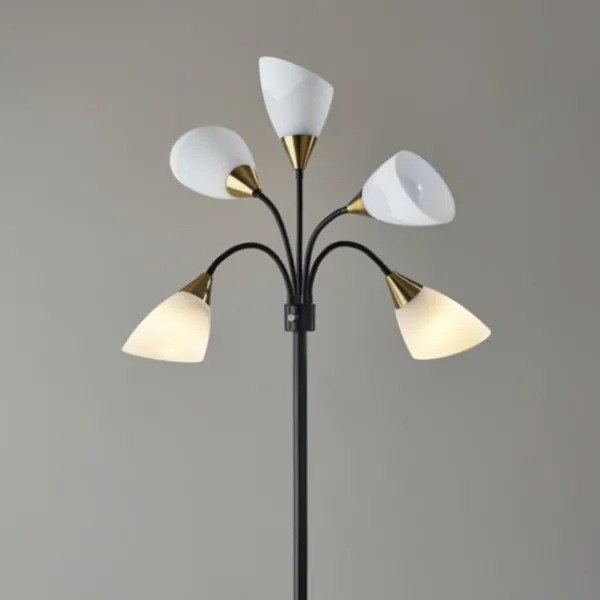Floor Lamps-Kirkland's Home Black 5-Light Adjustable Tree Floor Lamp Black/White