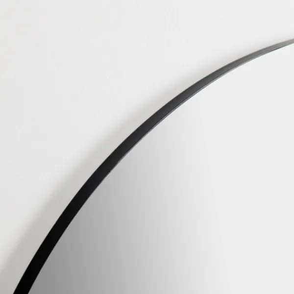 Framed Mirrors-Kirkland's Home Black Linear Half Moon Mirror
