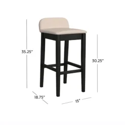 Bar Stools & Counter Height Stools-Kirkland's Home Black Lowback Padded Bar Stool Black/Tan