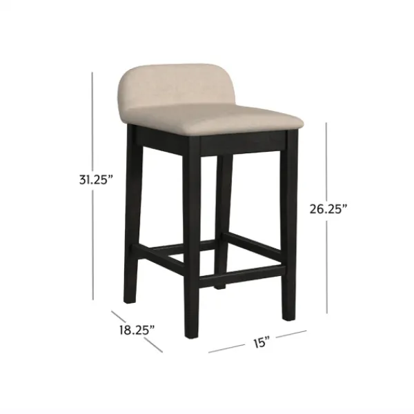 Bar Stools & Counter Height Stools-Kirkland's Home Black Lowback Padded Counter Stool Black/Tan