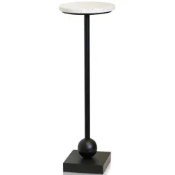 Accent & End Tables-Kirkland's Home Black Marble Top Pedestal Cocktail Table Black/White