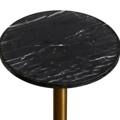 Accent & End Tables-Kirkland's Home Black Marble Top Tapered Base Accent Table, 12 In.