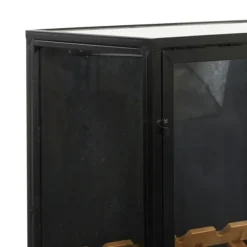 Kitchen Islands & Bar Carts-Kirkland's Home Black Metal And Brown Wood Standing Wine Rack Black/Brown