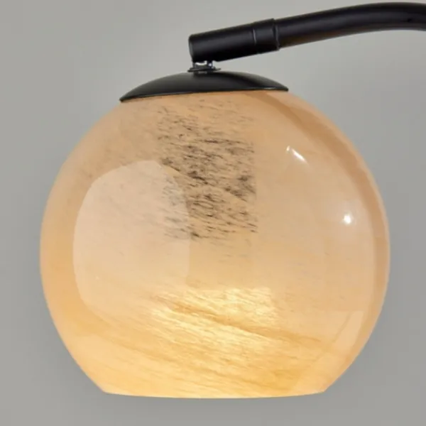 Table Lamps-Kirkland's Home Black Metal And Frosted Glass Globe Table Lamp Tan