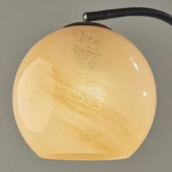 Floor Lamps-Kirkland's Home Black Metal And Frosted Glass Globe Floor Lamp Tan