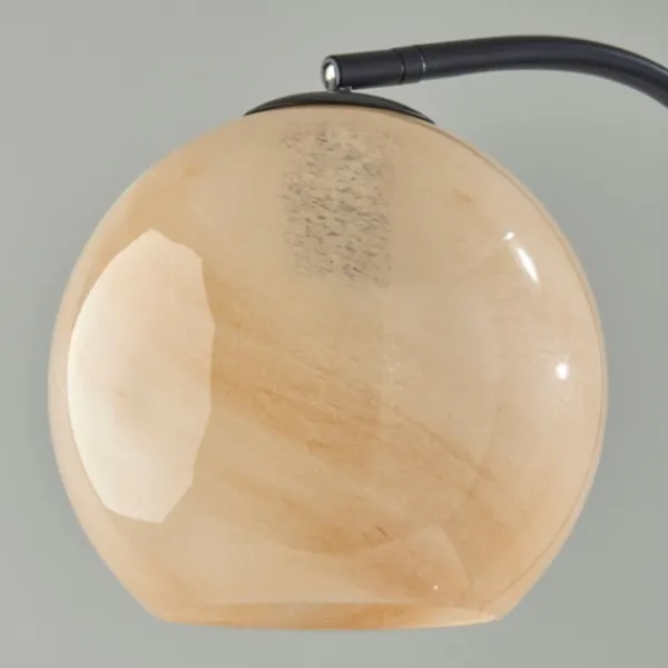 Floor Lamps-Kirkland's Home Black Metal And Frosted Glass Globe Floor Lamp Tan