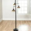 Floor Lamps-Kirkland's Home Black Metal And Glass 3-Arm Floor Lamp Gold